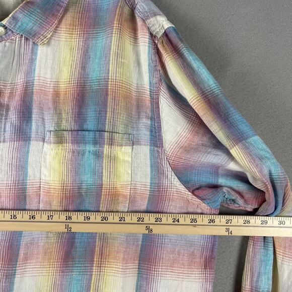 Tommy Bahama Linen Shirt Mens XXL 2XL Plaid Long Sleeve Button Up Beach Ombre - Picture 8 of 15